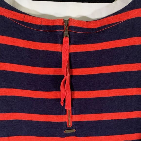 Hatley Knee Length Dress Large Blue Red Striped Round Meck Short Sleeve - Picture 9 of 10